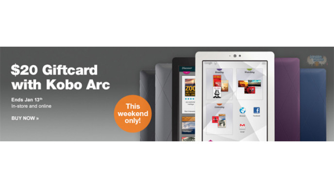 Free $20 Gift Card With Kobo Arc Tablet ($199.99) @ Chapters This Weekend 