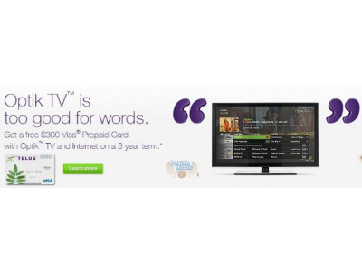 Telus Canada: $300 Pre-Paid Visa Card With 3-Yr Optik TV Bundle