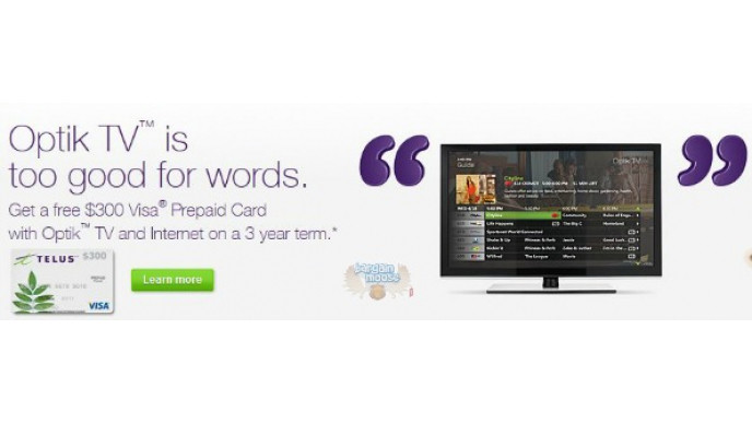 Telus Canada: $300 Pre-Paid Visa Card With 3-Yr Optik TV Bundle