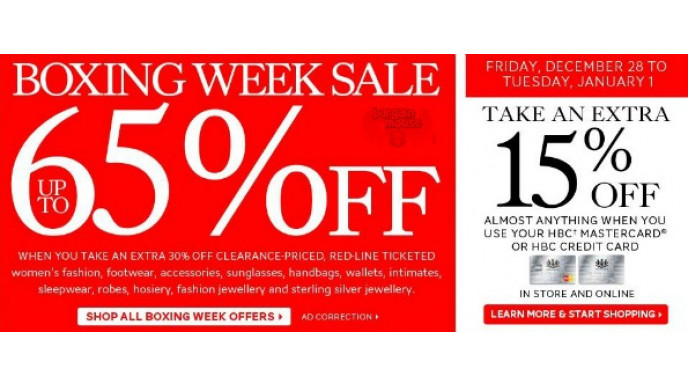 The Bay Canada: Boxing Week Clearance Up to 65% Off