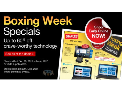 Staples Canada Boxing Week Specials: Up To 60% Off Technology