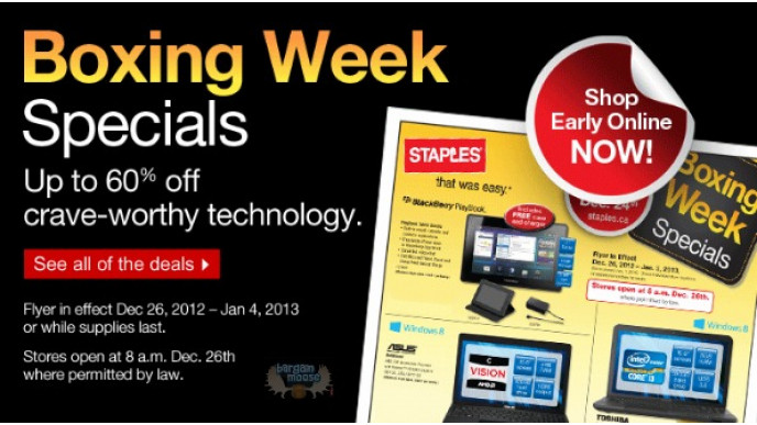 Staples Canada Boxing Week Specials: Up To 60% Off Technology