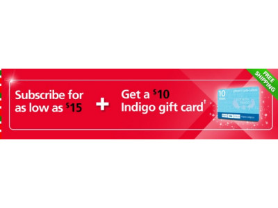Great Last Minute Gift - Magazine Subscriptions for $15 + $10 Indigo Gift Card Free!