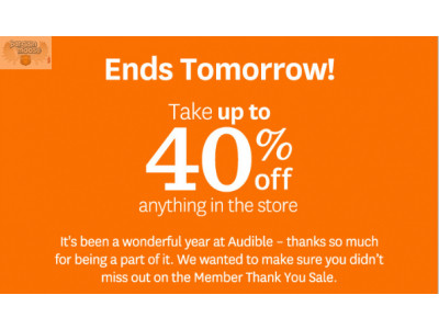 Audible.com: Member Appreciation Sale Ends Tomorrow! 40% off + FREE Trial and Two FREE Books!