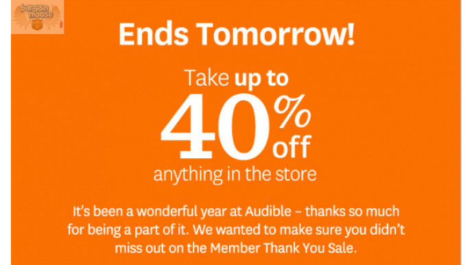 Audible.com: Member Appreciation Sale Ends Tomorrow! 40% off + FREE Trial and Two FREE Books!