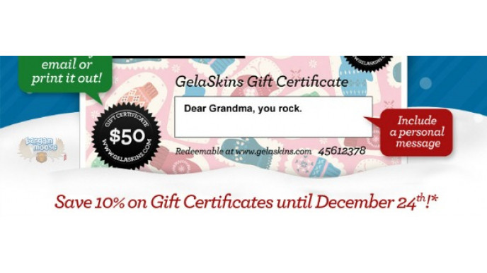Gelaskins Canada: 10% Off Gift Certificates