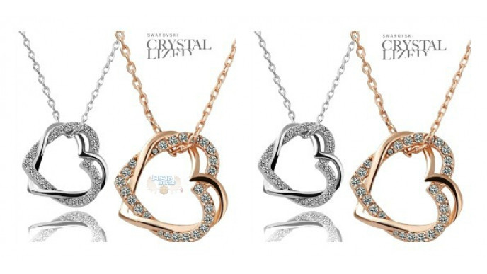 Deal Ticker Canada: Crystallized Hearts Necklace In Gold Or Platinum For $11