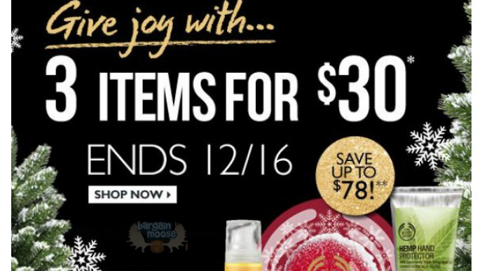 The Body Shop Canada: Entire Store 3 For $30