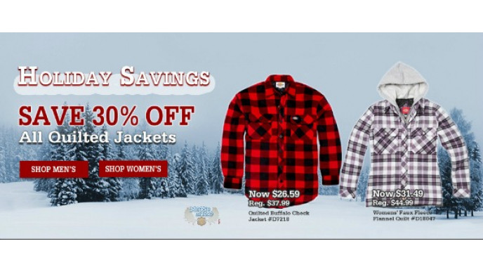 Dickies Canada Holiday Savings: 30% Off All Quilted Jackets
