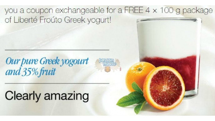 Canadian Freebie: 4 x 100 g Package of Liberte Frouto Greek Yogurt (Quick)