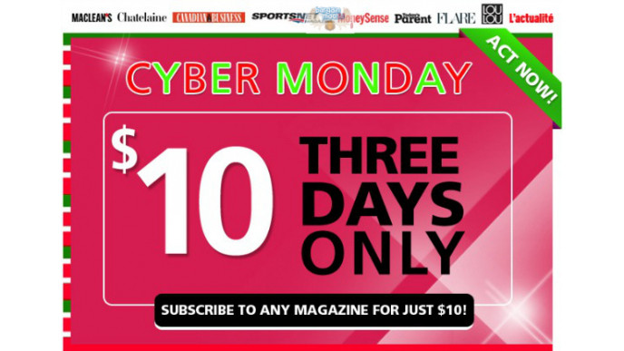 Cyber Monday: Get Any Rogers Magazine Subscription for $10