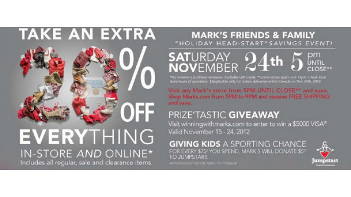 Mark's Canada: Take an Extra 20% Off Everything