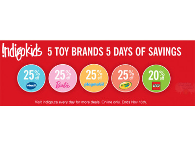 5 Toy Brands 5 Days of Savings @ Chapters Indigo Canada
