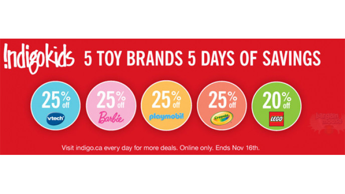 5 Toy Brands 5 Days of Savings @ Chapters Indigo Canada
