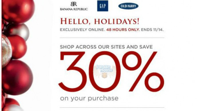 The Gap, Old Navy & Banana Republic Promo Code: Save 30% 2 Days Only