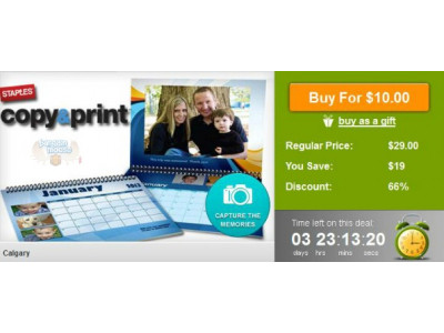 WagJag Canada: $10 for a Custom Deluxe 11"x17" Calendar from Staples
