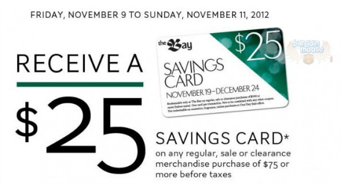 The Bay Canada: Get a $25 Saving Card on $75+ Purchase