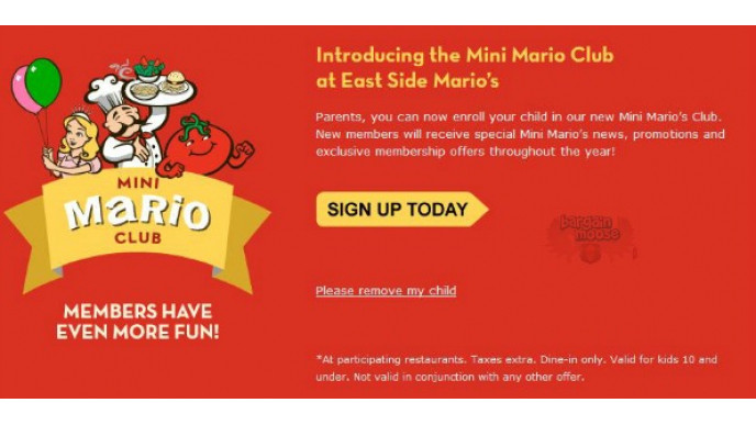 East Side Mario's: 5 Free Kids' Meals