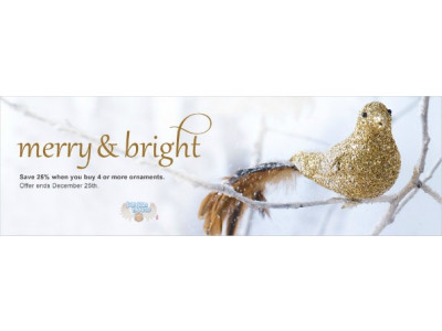 Chapters Indigo Canada: Here Come The Holidays – Save 25% When You Buy 4+ Ornaments