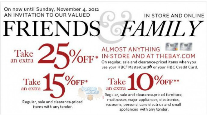 The Bay Canada: Save Huge with Friends & Family Event