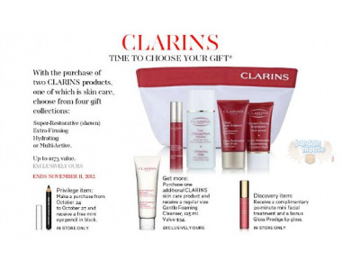 The Bay Canada: Free Clarins Gift ($173 Value) with Purchase of 2 Clarins Products