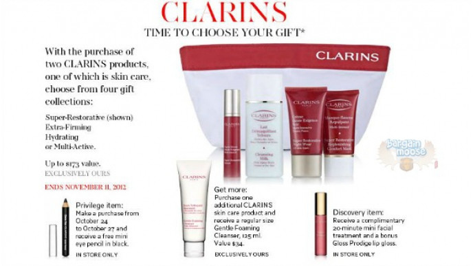 The Bay Canada: Free Clarins Gift ($173 Value) with Purchase of 2 Clarins Products