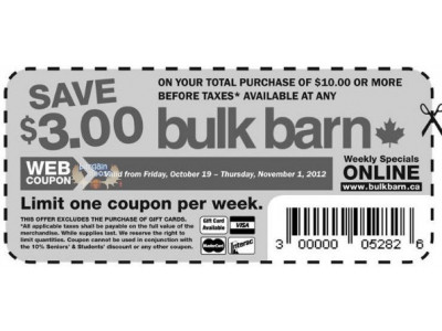 Bulk Barn: Save $3 on Purchases of $10+