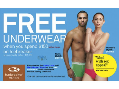 North By Northwest Canada: Free Underwear When You Spend $150+ On Icebreaker 