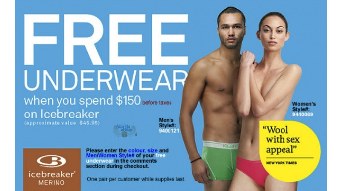 North By Northwest Canada: Free Underwear When You Spend $150+ On Icebreaker