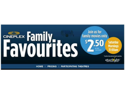 Cineplex Movies: Family Favourites $2.50 Movies Saturday Mornings