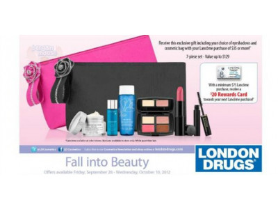 London Drugs Canada: Free Gift w/ $35 Lancome Purchase & $20 Rewards Card w/ $75 Purchase