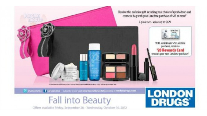 London Drugs Canada: Free Gift w/ $35 Lancome Purchase & $20 Rewards Card w/ $75 Purchase