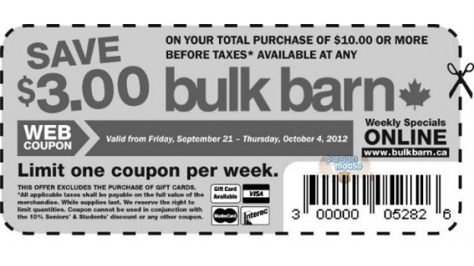 Bulk Barn: Save $3 on Purchases $10 or more