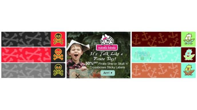 Mabel's Labels: 50% off Pirate Ship or Skull 'n' Crossbones Sticky Labels