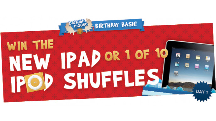 Day 1: Bargainmoose Birthday Bash to Win iPod Shuffles (& Extra iPad Contest Entries!)