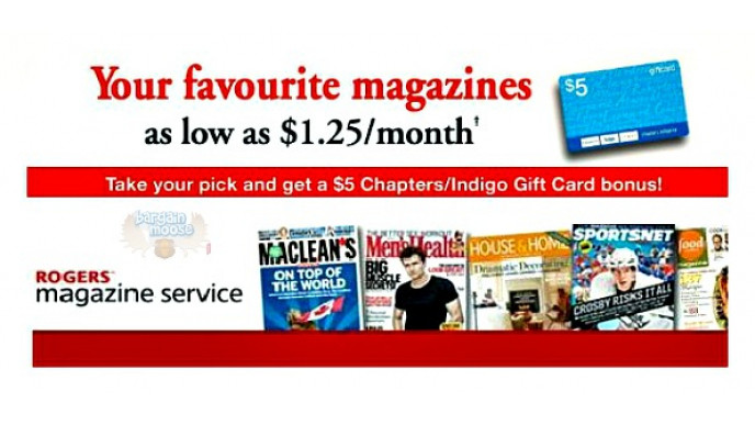 Rogers Magazine Service: Save up to 81% & get a $5 Chapters Gift Card Free 