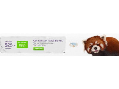 Telus Canada: Student Offer - Internet starting at $25/m + $50 Visa Gift Card 