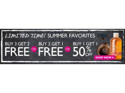 The Body Shop Canada: B3G2 Free, B2G1 Free, B1G1 50% off