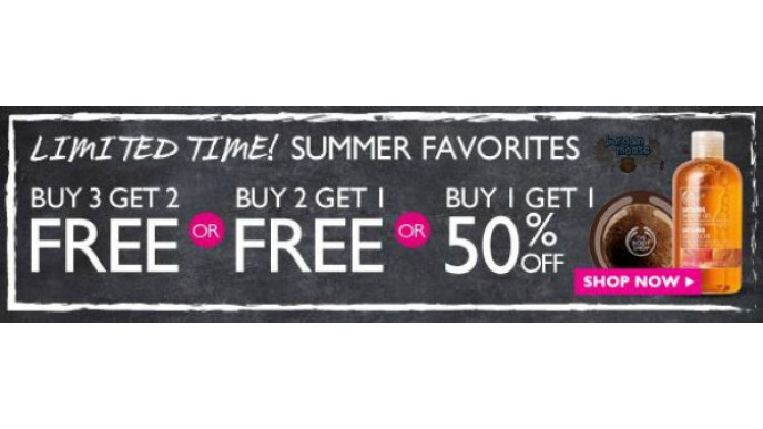 The Body Shop Canada: B3G2 Free, B2G1 Free, B1G1 50% off