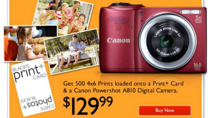 Black's Canada: Canon PowerShot A810 Digital Camera & 500 Prints $129.99