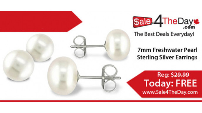 Natural 7mm Freshwater Pearl Earrings for $5 Inc Shipping @ Sale4theday
