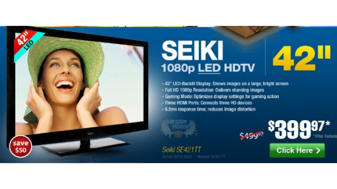 TigerDirect Canada: Seiki 42" Class LED HDTV - Now $399.97 (Was $499.97)