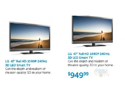 Dell Canada: Save $750 on LG 47" FullHD 1080P 240Hz 3D LED Smart TV - Now $950 