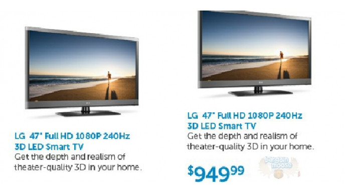 Dell Canada: Save $750 on LG 47" FullHD 1080P 240Hz 3D LED Smart TV - Now $950