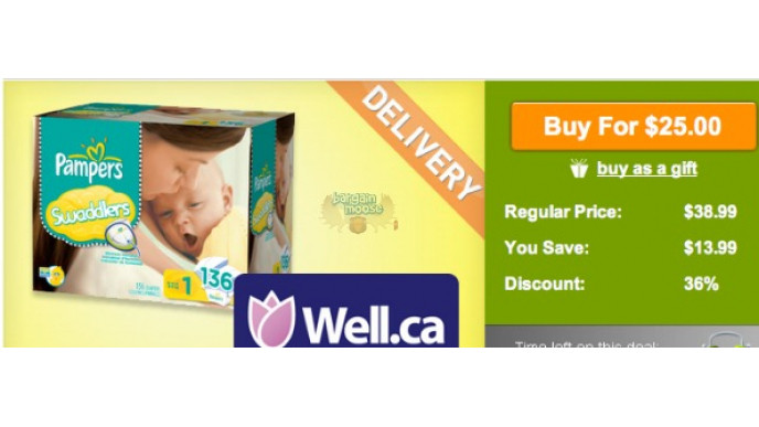 Wagjag: $25 for a Pampers Swaddlers Diaper Value Pack (Worth $38.99) from Well.ca