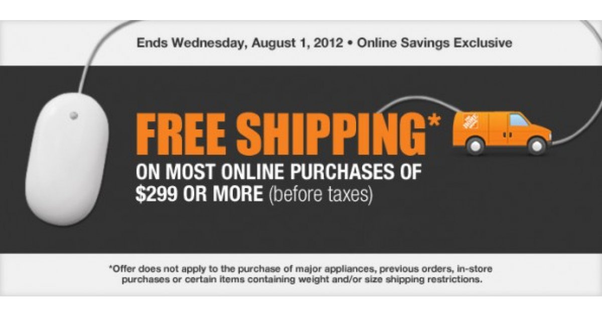 Home Depot Canada Free Shipping For Online Purchase Of 299 Or More