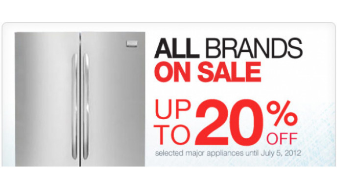 Sears Canada: 20% Off On All Brands Of Selected Major Appliances Until July 5th