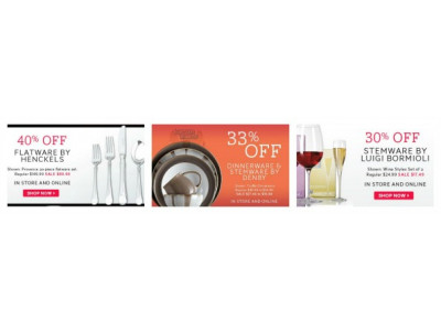 The Bay Canada: Dinnerware, Flatware & Stemware Sales up to 40% Off 