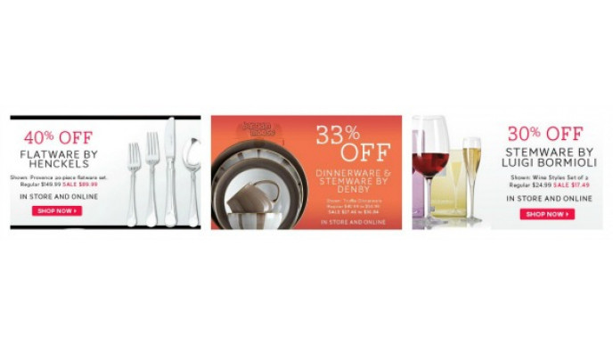 The Bay Canada: Dinnerware, Flatware & Stemware Sales up to 40% Off 