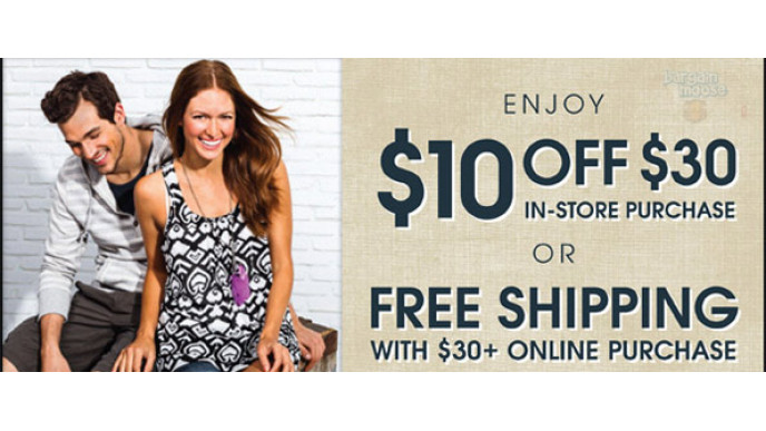 Bootlegger Deals: Either $10 Off In-Store, or Free Shipping Online ($30 Min Spend)